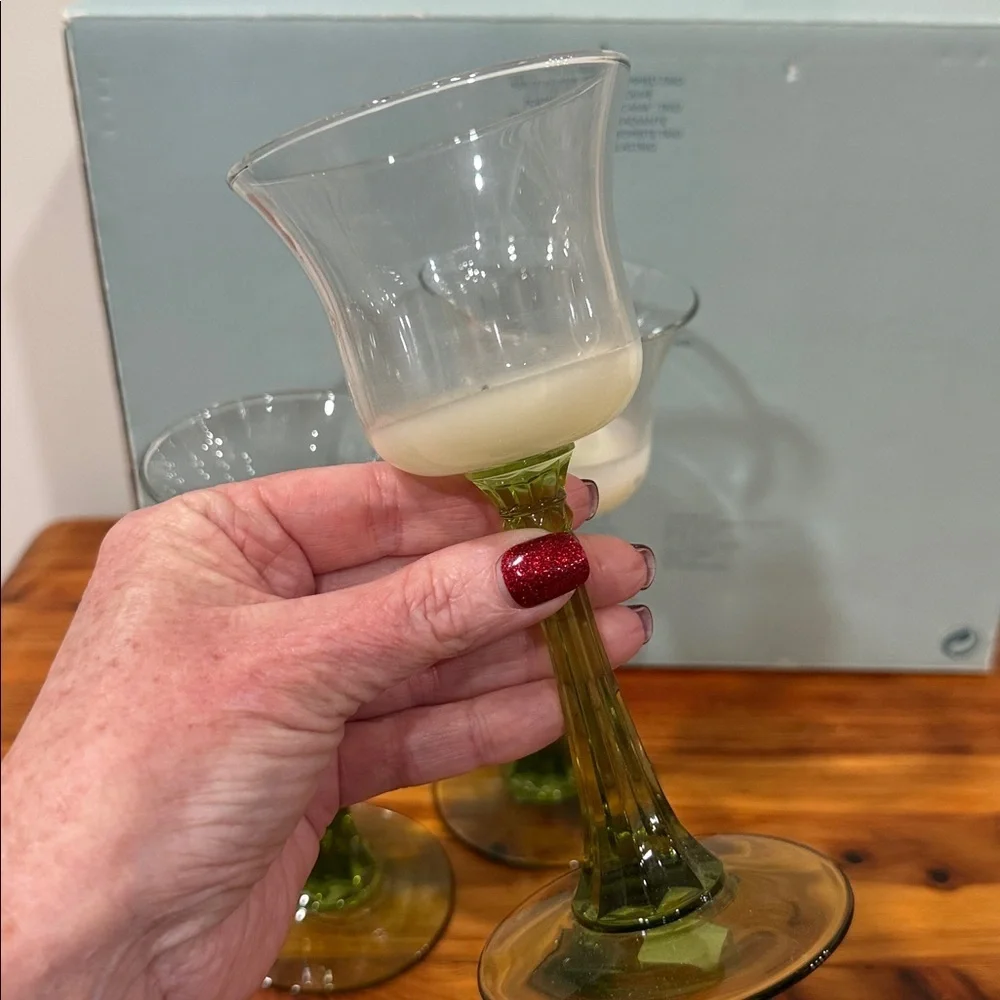 PartyLite Radiant Glow Green Stemmed Trio Candle Holders